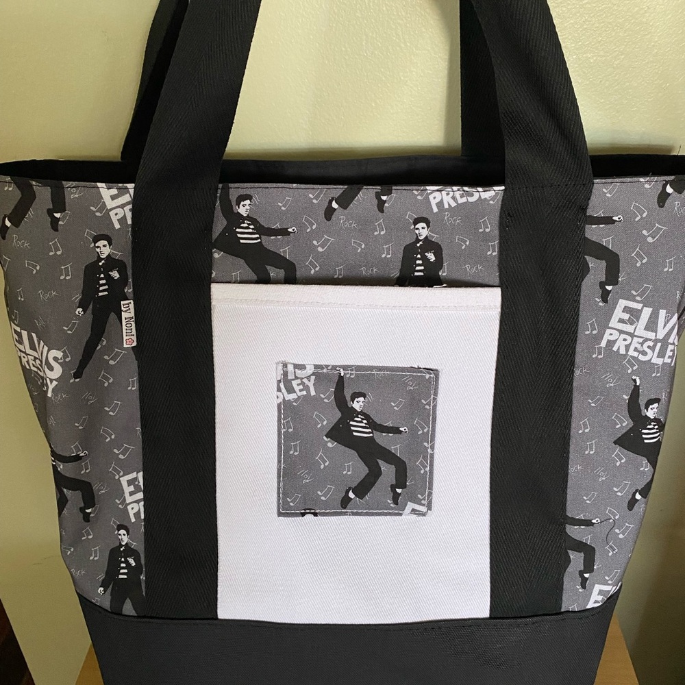 Hand Crafted lined Artisan Elvis Presley large shoulder tote
